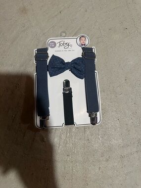 Toby Navy Bow Tie and Suspenders Set for Kids